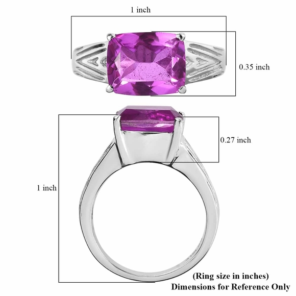 Radiant Orchid Quartz  3.35 ctw Solitaire Ring in Stainless Steel - Picture 5 of 5
